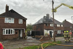 The aftermath of the fire in Ensign Drive (credit LFB)