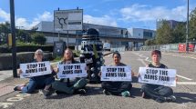 Green Party assembly members protesting against DSEI Arms Fair