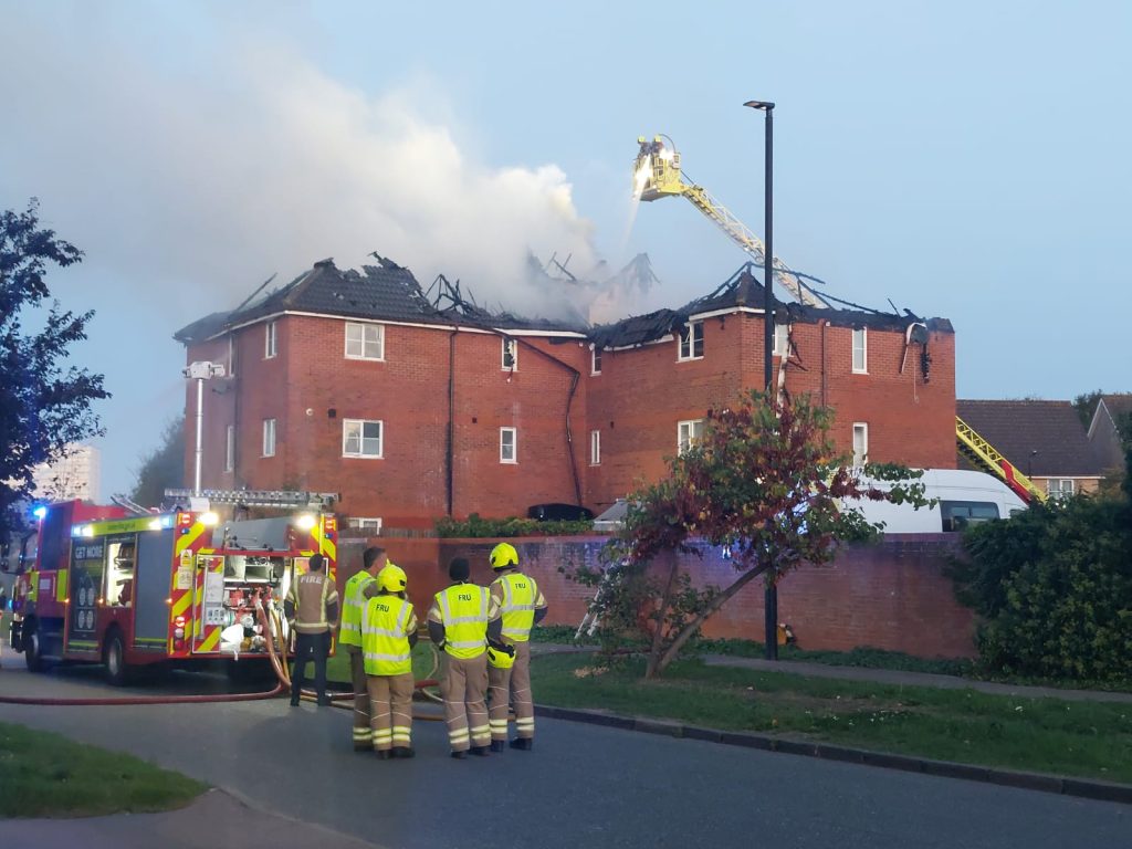 The aftermath of the fire in Maybury Close (credit Rick Jewell)