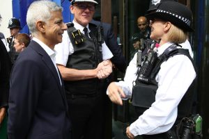 Sadiq Khan (left) with Met Police commissioner Mark Rowley (centre) (credit Met Police)
