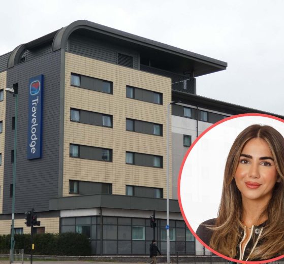 Cabinet member for housing Ayten Guzel (inset) and Enfield Travelodge, one of the hotels frequently used for housing homeless families from 2022-2024