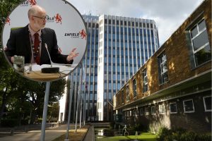Enfield Civic Centre and (inset) planning inspector Steven Lee