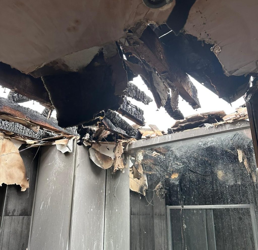 The damage to the house from the fire is extensive