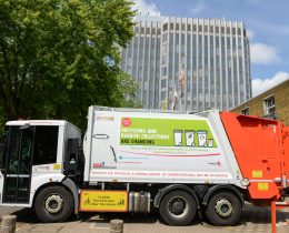 A recycling lorry outside Enfield Civic Centre (credit Enfield Council)