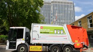 A recycling lorry outside Enfield Civic Centre (credit Enfield Council)