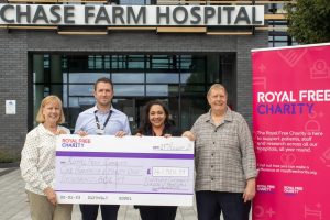 From left; Michele Smith, Palmer Winstanley, Michelle Alexi and Fred Hare outside Chase Farm Hospital