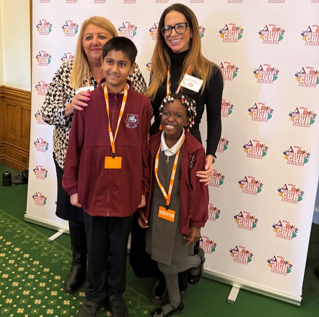 Southbury Primary Schools pupils (front) with staff members Penny Antoni (left) and Anna Wellbrook (right)
