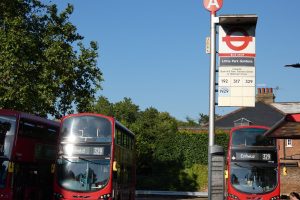 Buses at Little Park Gardens in Enfield Town