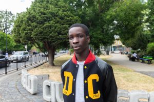 Omari Green outside Enfield Civic Centre (credit Kai Images)