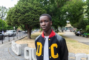 Omari Green outside Enfield Civic Centre (credit Kai Images)