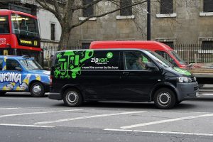 A Zipcar van in London (credit Mario Roberto Duran Ortiz via Wikimedia Commons)