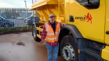 Cabinet member Rick Jewell with one of the council's gritting lorries (credit Enfield Council)
