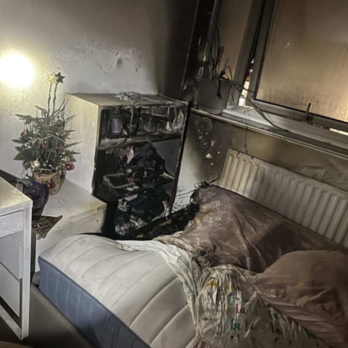 The aftermath of the candle fire in Town Road, Edmonton Green (credit LFB)