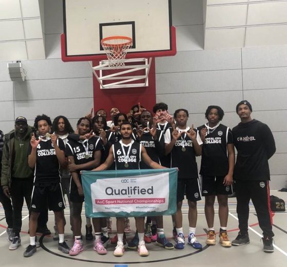 The Capital City Cobras basketball team celebrate their win