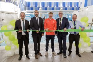 Council leader Ergin Erbil helps reopen Edmonton Leisure Centre swimming pool