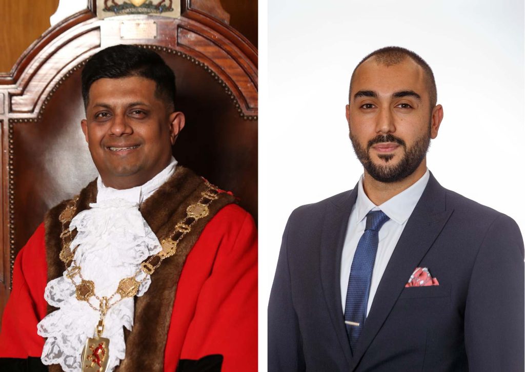 Mohammad Islam as Enfield mayor (left) and council leader Ergin Erbil (right)