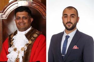 Mohammad Islam as Enfield mayor (left) and council leader Ergin Erbil (right)