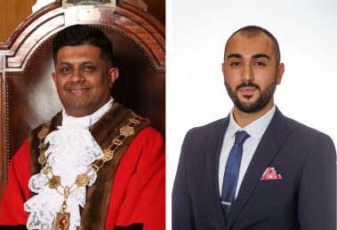 Mohammad Islam as Enfield mayor (left) and council leader Ergin Erbil (right)