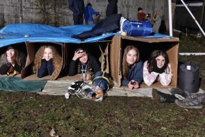 Scouts take part in the cardboard sleep-out in Southgate