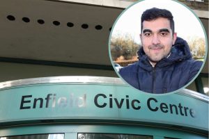 Enfield Civic Centre and (inset, credit Enfield Council) Guney Dogan