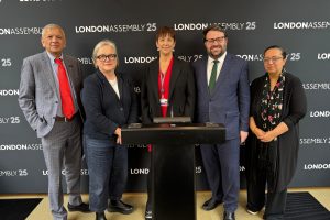 London Assembly's transport committee at the launch of the report into TfL's engagement with disabled Londoners (credit Allison Bell/GLA)