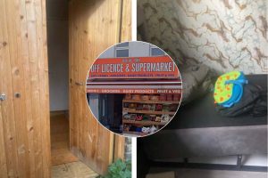 Evidence gathered of the outbuilding and (inset) Bush Hill Park Food and Wine Ltd in Main Avenue