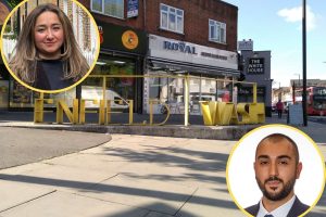 Enfield Wash with (left) Enfield North MP Feryal Clark and (right) council leader Ergin Erbil