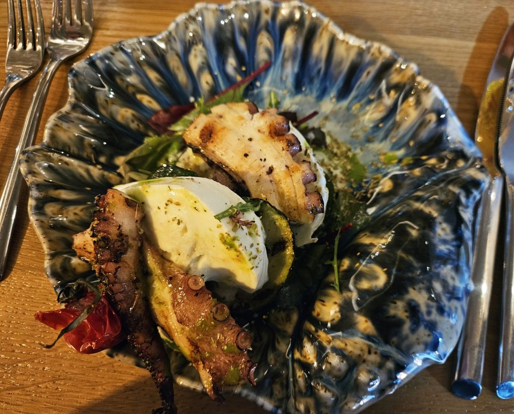 Grilled octopus with courgette