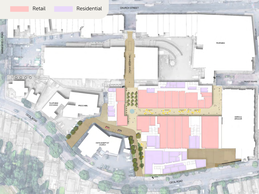 A map of the proposal for Palace Gardens (credit DWS)