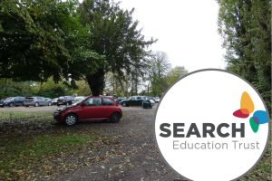 Portcullis Lodge Car Park in Enfield Town and (inset) Search Education Trust