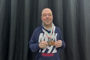 Barry Churchill with his Special Olympics medals