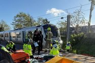 Emergency services at the scene of the incident at Bowes Park Station