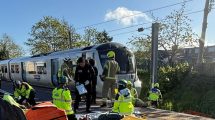 Emergency services at the scene of the incident at Bowes Park Station