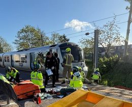 Emergency services at the scene of the incident at Bowes Park Station