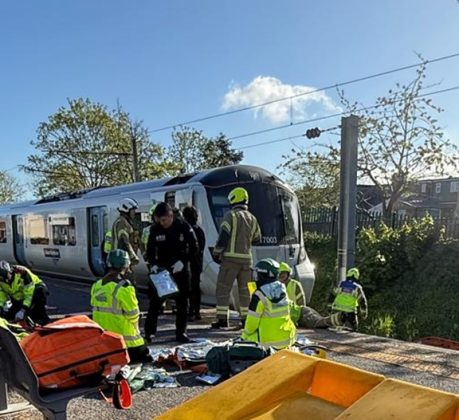 Emergency services at the scene of the incident at Bowes Park Station