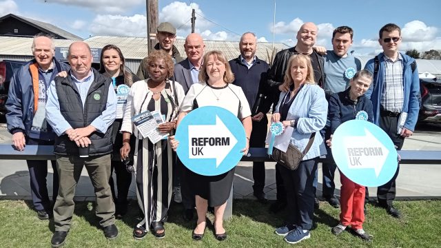 Enfield Reform UK candidates pictured in Crews Hill