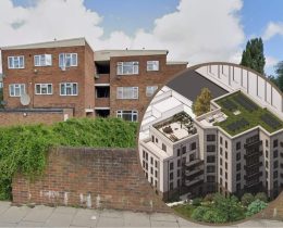 The existing building in Ordnance Road and (inset) plans for its redevelopment submitted by MTVH (credit BM3)