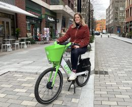 Phoebe Slack on a Lime bike (credit Kumail Jaffer/LDRS)