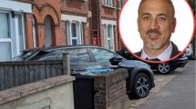 The car caught parked at the address in Bury Street and (inset) Mustafa Cetinkaya
