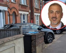 The car caught parked at the address in Bury Street and (inset) Mustafa Cetinkaya