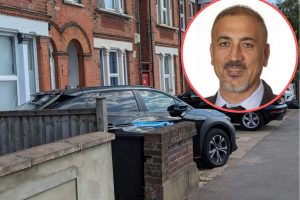 The car caught parked at the address in Bury Street and (inset) Mustafa Cetinkaya