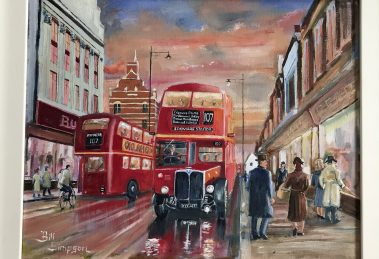 Painting of Enfield Town in the 1950s, by Bill Simpson