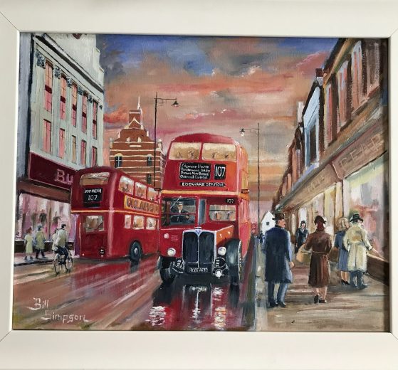 Painting of Enfield Town in the 1950s, by Bill Simpson