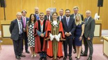 New Enfield mayor Emma Supple (centre) alongside the new Conservative cabinet