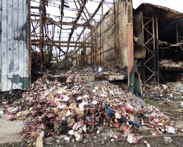 The aftermath of the fire at Tile Kiln Farm in Crews Hill