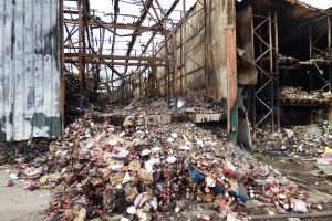 The aftermath of the fire at Tile Kiln Farm in Crews Hill