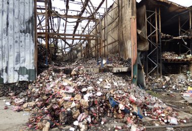 The aftermath of the fire at Tile Kiln Farm in Crews Hill