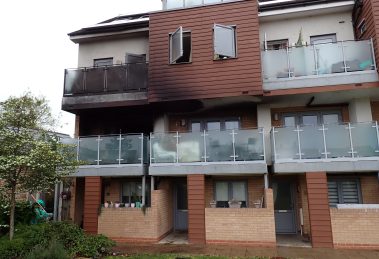 The aftermath of the maisonette fire in Cromie Close, Southgate