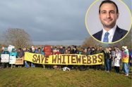 Save Whitewebbs campaigners and (inset) council leader Alessandro Georgiou