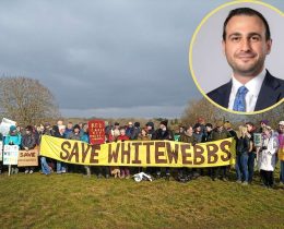 Save Whitewebbs campaigners and (inset) council leader Alessandro Georgiou